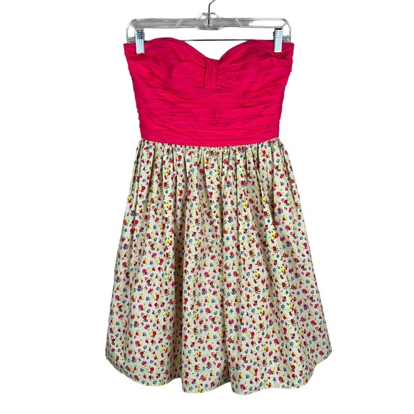 Betsey Johnson Dresses & Skirts - Betsey Johnson Vintage Strapless Dress Pink Floral Full Skirt Women’s P XS